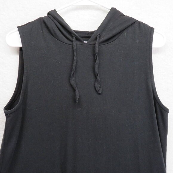 Eileen Fisher Dress Womens Small Black Organic Cotton Hooded Knee Length Coverup - Picture 2 of 10